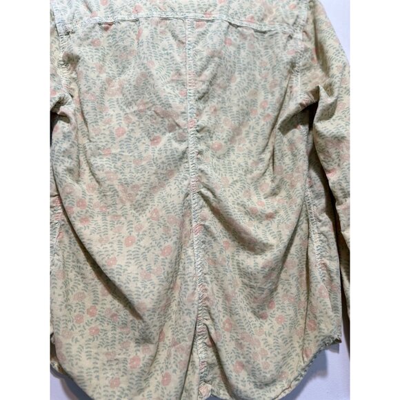CP Shades Corduroy Button Down Shirt Women XS Yellow Floral Cotton Dainty Office - Picture 11 of 14